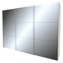 BAUHAUS Express Möbel Schwebetürenschrank Stars - 300 x 68 x 216 cm, Eiche Sonoma, Spiegelfront, Aluminium Griffe