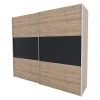 BAUHAUS Express Möbel Schwebetürenschrank Swift - 250x68x216 cm, Basalt Mittig/Eiche Jackson - Moderner Kleiderschrank -Schränke Möbel Mall 12 1014