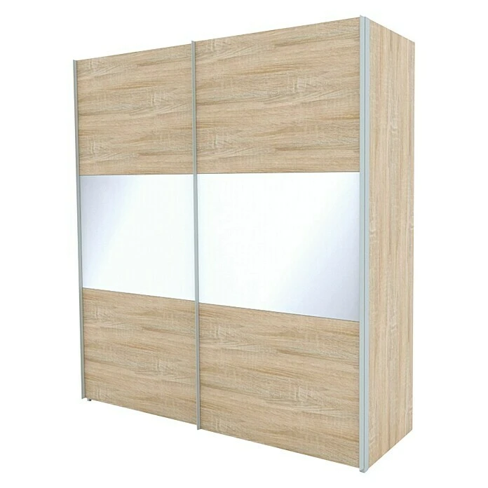 BAUHAUS Express Möbel Schwebetürenschrank Stars B 200 x 68 x 216 cm - Eiche Sonoma/Weißglas, Aluminiumfarben Griff 3 BAUHAUS Express Möbel Schwebetürenschrank Stars B 200 x 68 x 216 cm - Eiche Sonoma/Weißglas, Aluminiumfarben Griff