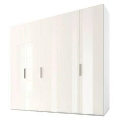 BAUHAUS Express Möbel Drehtürschrank Swift – Weiß, 250 x 58 x 216 cm, mit Glasfronten und Zubehör