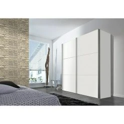 BAUHAUS Express Möbel Schwebetürenschrank Stars - Weiß/Aluminiumfarben - 200 x 68 x 216 cm -Schränke Möbel Mall 12 1094