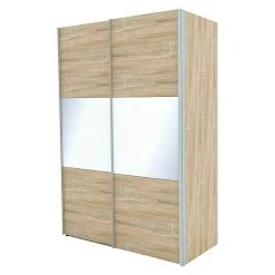 BAUHAUS Express Möbel Schwebetürenschrank Stars - Eiche Sonoma/Weißglas - 150 x 68 x 216 cm