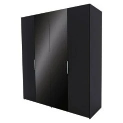 BAUHAUS Express Möbel Drehtürschrank Swift - Moderner Kleiderschrank ohne Spiegel, Basalt/Basaltglas, 200 x 58 x 216 cm