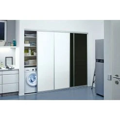 BAUHAUS Room Plaza Easy Schiebetür-Bau-Set Hochglanz Schwarz/Weiß, Silber | Premium Innentüren -Schränke Möbel Mall 12 113