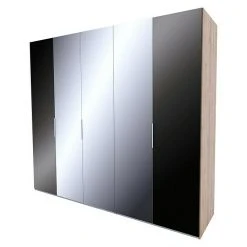 BAUHAUS Express Möbel Drehtürschrank Swift - 250 x 58 x 216 cm, Basaltglas & Eiche Jackson