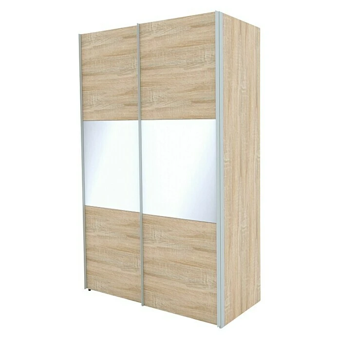 BAUHAUS Express Möbel Schwebetürenschrank Stars B 150x68x236 cm - Eiche Sonoma/Weißglas, Aluminiumgriffe 3 BAUHAUS Express Möbel Schwebetürenschrank Stars B 150x68x236 cm - Eiche Sonoma/Weißglas, Aluminiumgriffe