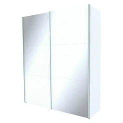 BAUHAUS Express Möbel Schwebetürenschrank Stars Weißglas, Aluminiumfarbe, 200 x 68 x 236 cm | Moderner Kleiderschrank