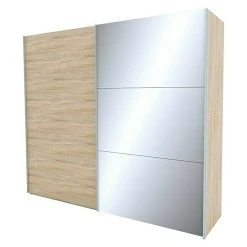 BAUHAUS Express Möbel Schwebetürenschrank Stars B 250 x T 68 x H 216 cm - Eiche Sonoma/Spiegel