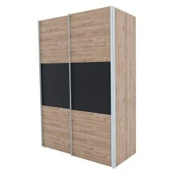 BAUHAUS Swift Schwebetürenschrank - Basalt Mittig/Eiche Jackson - 150 x 68 x 216 cm