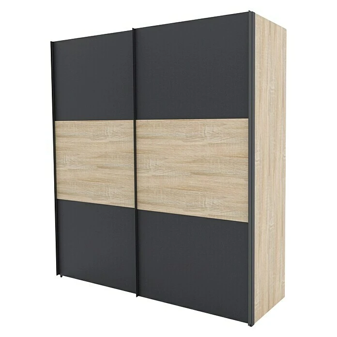 BAUHAUS Express Möbel Schwebetürenschrank Stars B 200 x T 68 x H 216 cm, Graphit/Sonoma Eiche 3 BAUHAUS Express Möbel Schwebetürenschrank Stars B 200 x T 68 x H 216 cm, Graphit/Sonoma Eiche
