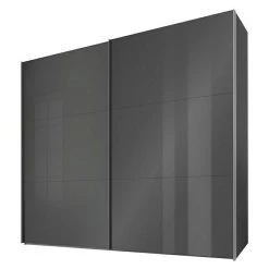 BAUHAUS Express Möbel Schwebetürenschrank Swift - Moderne Glasfronten - 200 x 68 x 216 cm, Basalt