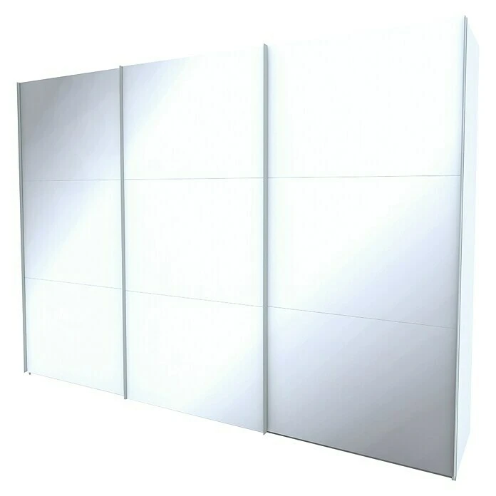 BAUHAUS Express Möbel Schwebetürenschrank Stars - 300 x 68 x 216 cm, Weißglas Front, Weiß Korpus, Aluminiumfarben Griff 3 BAUHAUS Express Möbel Schwebetürenschrank Stars - 300 x 68 x 216 cm, Weißglas Front, Weiß Korpus, Aluminiumfarben Griff