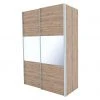 BAUHAUS Express Möbel Schwebetürenschrank Swift B 150 x 68 x 216 cm - Weißglas Mittig/Eiche Jackson -Schränke Möbel Mall 12 1255