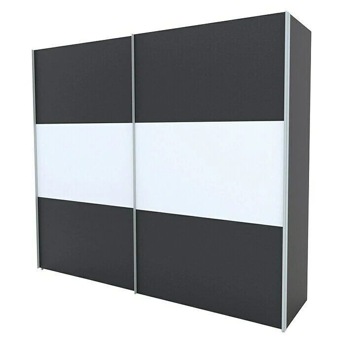 BAUHAUS Express Möbel Schwebetürenschrank Stars B x T x H: 250 x 68 x 216 cm, Alufarben Griff, Graphit/Weiß Front, Graphit Korpus 3 BAUHAUS Express Möbel Schwebetürenschrank Stars B x T x H: 250 x 68 x 216 cm, Alufarben Griff, Graphit/Weiß Front, Graphit Korpus