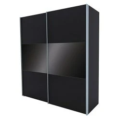 BAUHAUS Express Möbel Schwebetürenschrank Swift - 200 x 68 x 216 cm, Basaltglas & Basalt Korpus