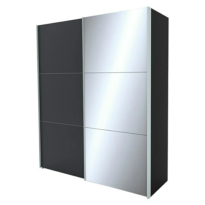 BAUHAUS Express Möbel Schwebetürenschrank Stars B 200 x T 68 x H 236 cm - Graphit/Spiegel Front, Aluminiumfarben Griff, Graphit Korpus 3 BAUHAUS Express Möbel Schwebetürenschrank Stars B 200 x T 68 x H 236 cm - Graphit/Spiegel Front, Aluminiumfarben Griff, Graphit Korpus