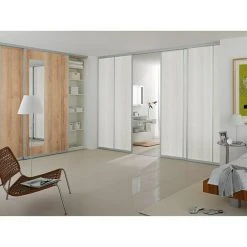 BAUHAUS Room Plaza Easy Schiebetür-Bau-Set Eiche Country/Pinie White, Silber – Premium Innentüren