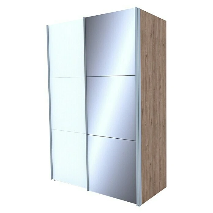 BAUHAUS Express Möbel Schwebetürenschrank Swift B X T X H: 150 X 68 X 216 Cm, Weiß/Eiche Jackson, Mit Spiegel, Ohne Zubehör 3 BAUHAUS Express Möbel Schwebetürenschrank Swift B X T X H: 150 X 68 X 216 Cm, Weiß/Eiche Jackson, Mit Spiegel, Ohne Zubehör