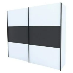 BAUHAUS Express Möbel Schwebetürenschrank Stars B X T X H: 250 X 68 X 216 Cm, Graphitfarbene Griffe, Weiß/Graphit Front, Weißer Korpus | Moderner Kleiderschrank