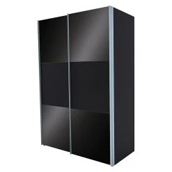 BAUHAUS Express Möbel Schwebetürenschrank Swift 150 x 68 x 216 cm, Basaltglas, Moderner Kleiderschrank