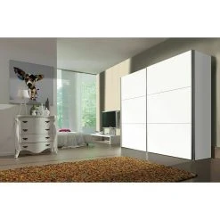 BAUHAUS Express Möbel Schwebetürenschrank Stars B X T X H: 250 X 68 X 236 Cm, Farbe Griff: Aluminiumfarben, Farbe Front: Weiß, Farbe Korpus: Weiß -Schränke Möbel Mall 12 1378