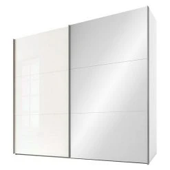 BAUHAUS Express Möbel Schwebetürenschrank Swift | 200 x 68 x 216 cm | Weiß mit Glasfronten & Spiegel | Moderner Kleiderschrank