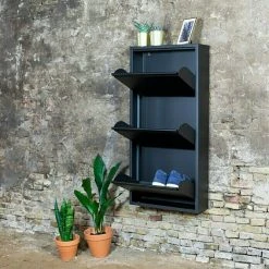 BAUHAUS Spinder Design Schuhschrank Billy – 6 Paar Schuhe, 15,5 x 50 x 103 cm, Moderner Schuhschrank für Zuhause -Schränke Möbel Mall 12 140