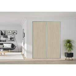 BAUHAUS Optimum Schiebetür-Set Lärche Natur, 180 x 250 cm – Hochwertige Innentür aus Massivholz