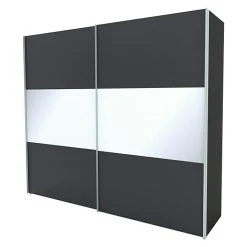 BAUHAUS Express Möbel Schwebetürenschrank Stars B X T X H: 250 X 68 X 216 Cm, Alufarben Griff, Graphit/Weißglas Front, Graphit Korpus