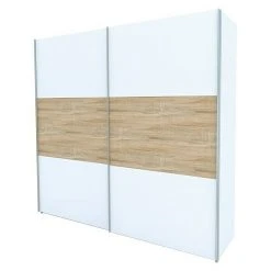 BAUHAUS Express Möbel Schwebetürenschrank - Weiß/Eiche Sonoma | 250 x 68 x 236 cm