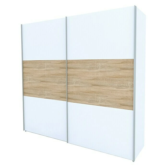 BAUHAUS Express Möbel Schwebetürenschrank - Weiß/Eiche Sonoma | 250 x 68 x 236 cm 3 BAUHAUS Express Möbel Schwebetürenschrank - Weiß/Eiche Sonoma | 250 x 68 x 236 cm