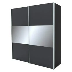 BAUHAUS Express Möbel Schwebetürenschrank Stars Graphit/Grauspiegel – 250 x 68 x 216 cm