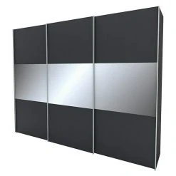 BAUHAUS Express Möbel Schwebetürenschrank Stars - Eleganter Kleiderschrank in Graphit/Alufarben, 300x68x236 cm