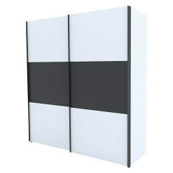 BAUHAUS Express Möbel Schwebetürenschrank Stars Weiß/Graphit - Moderner Kleiderschrank 200 x 68 x 216 cm
