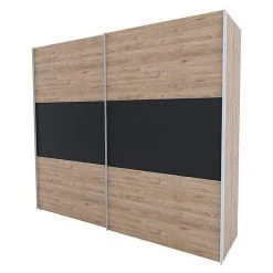 BAUHAUS Express Möbel Schwebetürenschrank Swift B X T X H: 250 X 68 X 216 Cm, Basalt Mittig/Eiche Jackson, Eiche Jackson