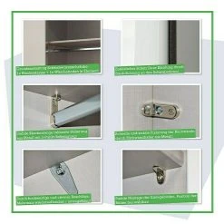 BAUHAUS Express Möbel Schwebetürenschrank Stars B 250 x 68 x 216 cm | Aluminiumfarben Griff, Weiß/Eiche Sonoma Front, Weiß Korpus -Schränke Möbel Mall 12 1477