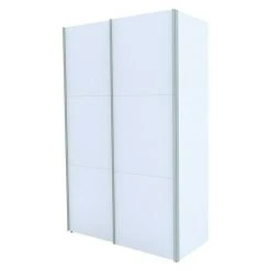 BAUHAUS Express Möbel Schwebetürenschrank Stars B 150x68x236 cm – Aluminiumfarben Griff, Weiß Front & Korpus