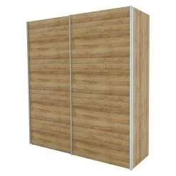 BAUHAUS Express Möbel Schwebetürenschrank Stars B X T X H: 200 X 68 X 216 Cm, Aluminiumfarben Griff, Eiche Riviera Front & Korpus