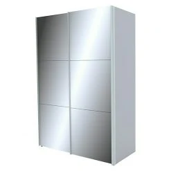 BAUHAUS Express Möbel Schwebetürenschrank Stars, Seidengrau mit Spiegelfront, 150 x 68 x 236 cm