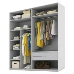 BAUHAUS Express Möbel Schwebetürenschrank Swift - 200x68x216 cm, Basalt/Eiche Jackson - Moderner Kleiderschrank ohne Spiegel -Schränke Möbel Mall 12 1552