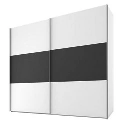 BAUHAUS Express Möbel Schwebetürenschrank Swift, 150 x 68 x 216 cm, Weiß/Basalt Horizontal, schlicht & modern