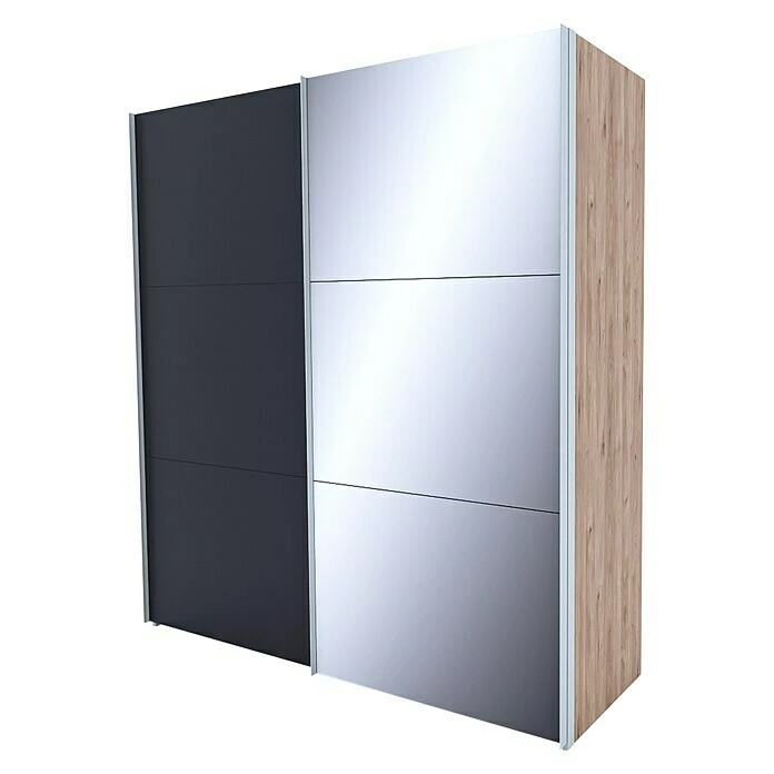 BAUHAUS Express Möbel Schwebetürenschrank Swift 200 x 68 x 216 cm - Mit Spiegel & Zubehör - Basalt & Eiche Jackson 3 BAUHAUS Express Möbel Schwebetürenschrank Swift 200 x 68 x 216 cm - Mit Spiegel & Zubehör - Basalt & Eiche Jackson