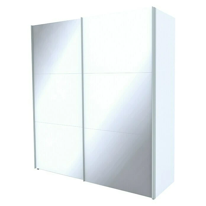 BAUHAUS Express Möbel Schwebetürenschrank Stars B 200 x T 68 x H 216 cm - Weißglas, Aluminiumfarben Griffe, Weißer Korpus 3 BAUHAUS Express Möbel Schwebetürenschrank Stars B 200 x T 68 x H 216 cm - Weißglas, Aluminiumfarben Griffe, Weißer Korpus