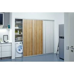 BAUHAUS Room Plaza Easy Schiebetür-Bau-Set Eiche Country/Pinie White, Silber – Premium Innentüren -Schränke Möbel Mall 12 16