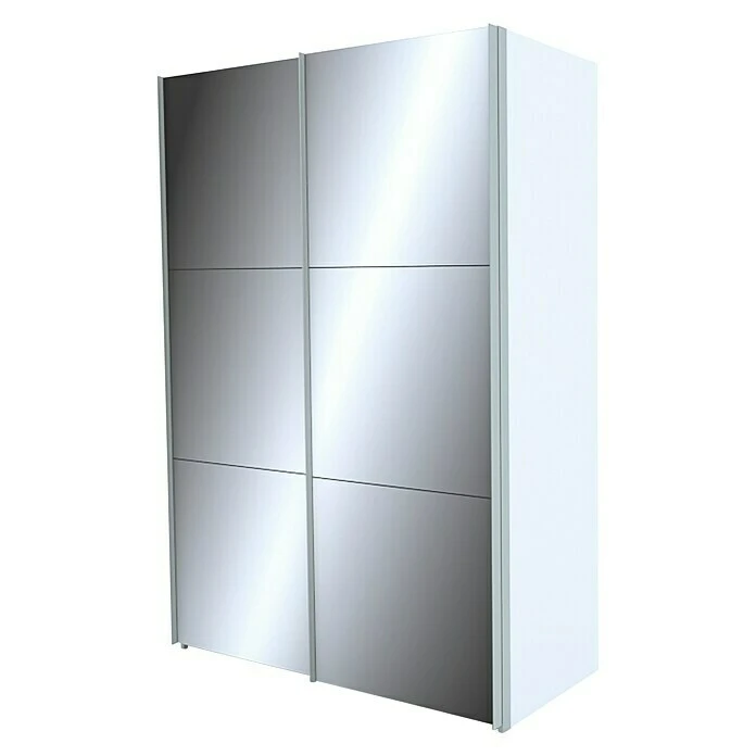 BAUHAUS Express Möbel Schwebetürenschrank Stars - 150x68x236 cm - Aluminiumfarbene Griffe, Spiegelfront, Weißer Korpus 3 BAUHAUS Express Möbel Schwebetürenschrank Stars - 150x68x236 cm - Aluminiumfarbene Griffe, Spiegelfront, Weißer Korpus