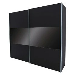 BAUHAUS Express Möbel Schwebetürenschrank Swift - Moderner Kleiderschrank mit Glasfronten, Basalt 250x68x216 cm