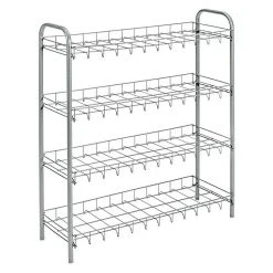 BAUHAUS Metaltex Schuhregal Silber 27x62x80 cm | Platz für 12 Paar Schuhe