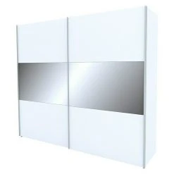 BAUHAUS Express Möbel Schwebetürenschrank Stars B X T X H: 250 X 68 X 236 Cm, Weiß/Grauspiegel Front, Aluminiumfarben Griff, Weißer Korpus