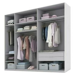 BAUHAUS Express Möbel Schwebetürenschrank Swift - 250x68x216 cm, Glasfronten, Basaltglas Mittig/Eiche Jackson -Schränke Möbel Mall 12 1717