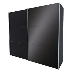 BAUHAUS Express Möbel Schwebetürenschrank Swift B 250x68x216 cm mit Glasfronten – Basaltglas/Basalt
